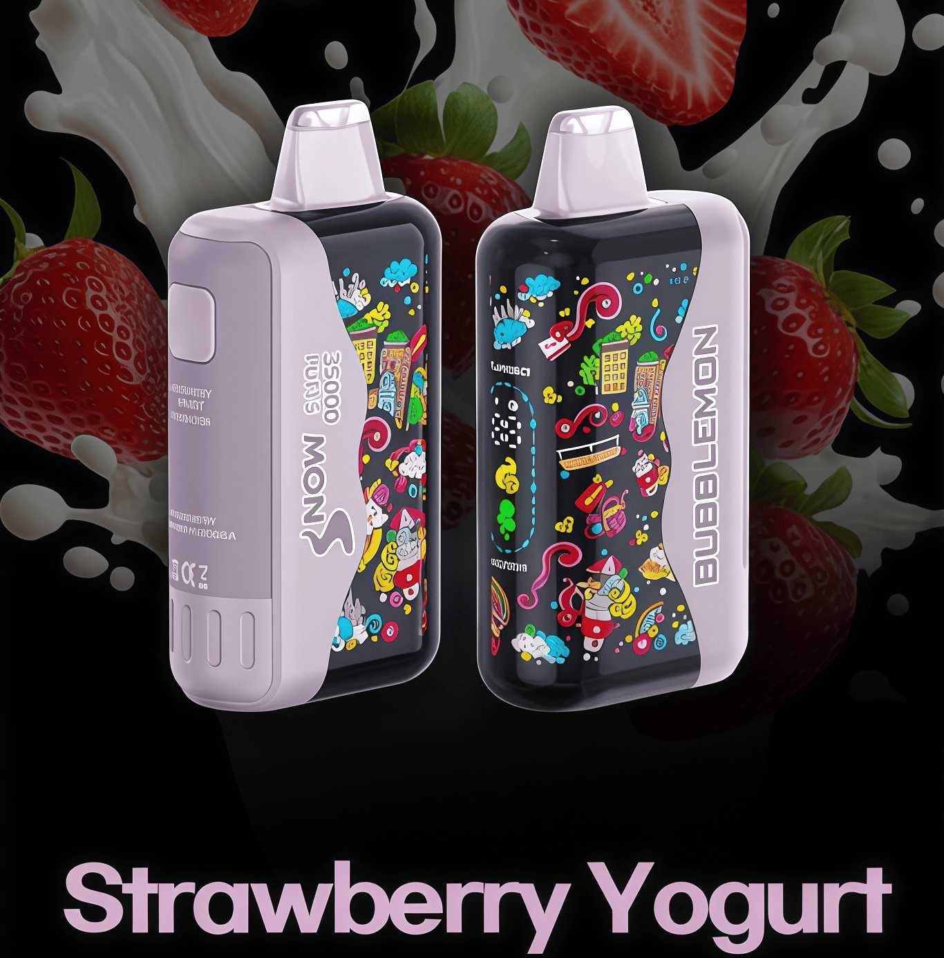 正品韩版BUBBLE MON GRAFFITI巴布梦泡泡兽满天星炫彩壁纸LED灯效35000口可调功率含隐藏口味一次性电子烟 草莓酸奶