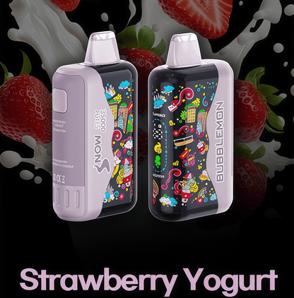 正品韩版BUBBLE MON GRAFFITI巴布梦泡泡兽满天星炫彩壁纸LED灯效35000口可调功率含隐藏口味一次性电子烟 草莓酸奶