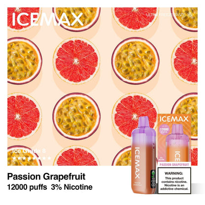 正品冰暴Icemax Ultra Freeze Taste 12000口超冰爽液晶显示屏一次性电子烟-多口味可选 西柚百香果