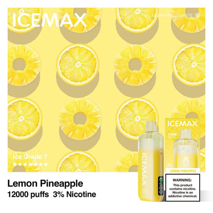 正品冰暴Icemax Ultra Freeze Taste 12000口超冰爽液晶显示屏一次性电子烟-多口味可选 柠檬菠萝