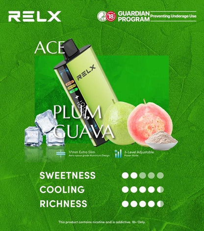 正品悦刻RELX ACE 30000口超大容量冰爽系列航空级铝材超薄设计三档功率可调智能液晶显示电量油量一次性电子烟-多口味可选 杨梅番石榴