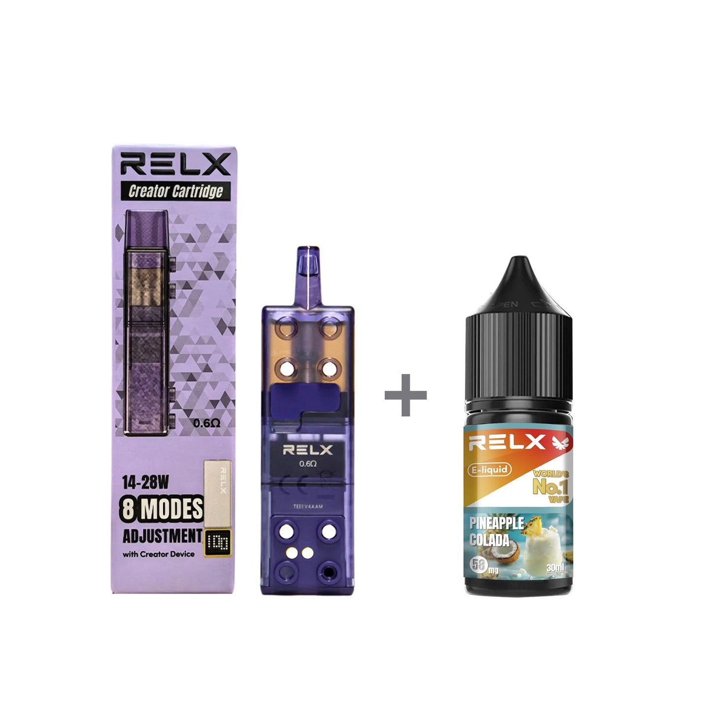 正品悦刻三代积木空弹烟油套餐(5ml容积RELX空弹+30ml正品RELX E-liquid) 套装(空弹+烟油) 菠萝椰子_5%Nic