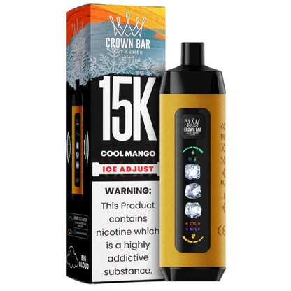 正品阿尔法赫15000口可调冰度款 AL FAKHER CROWN BAR ICE ADJUST 15K 大烟雾一次性电子烟-多口味可选 酷芒果