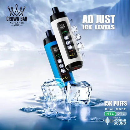 正品阿尔法赫15000口可调冰度款 AL FAKHER CROWN BAR ICE ADJUST 15K 大烟雾一次性电子烟-多口味可选