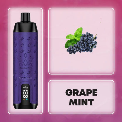 正品阿尔法赫皇冠系列AL FAKHER CROWN BAR 12000口低尼水烟声波油量电量显示大烟雾电子烟-多口味可选 葡萄薄荷