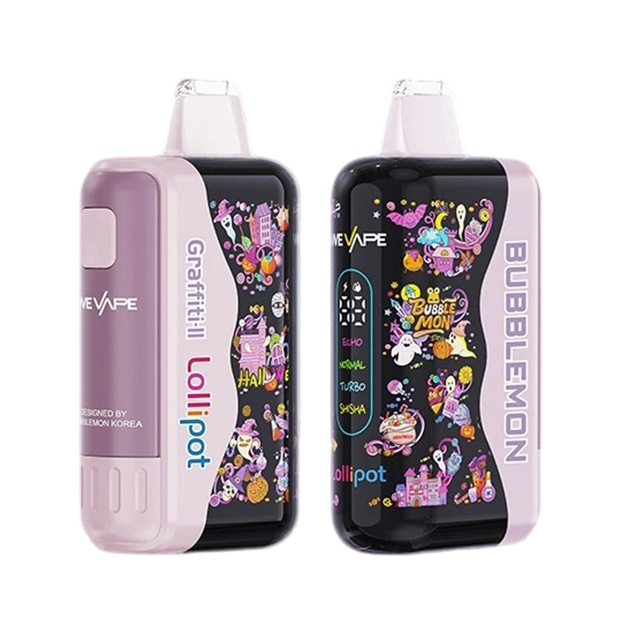 正品韩版巴布梦二代BUBBLE MON GRAFFITI-II 泡泡兽满天星炫彩壁纸LED灯效30000口可拆卸式电子烟套装/烟弹-多口味可选 粉色