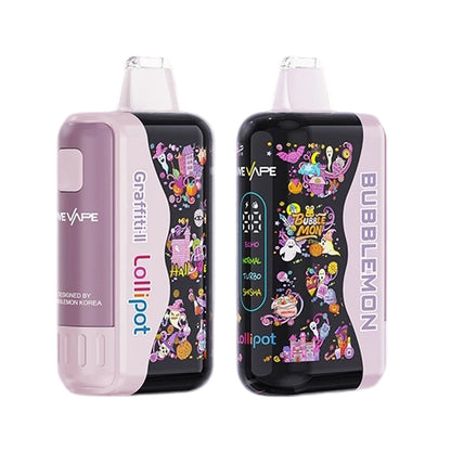 正品韩版巴布梦二代BUBBLE MON GRAFFITI-II 泡泡兽满天星炫彩壁纸LED灯效30000口可拆卸式电子烟套装/烟弹-多口味可选 粉色