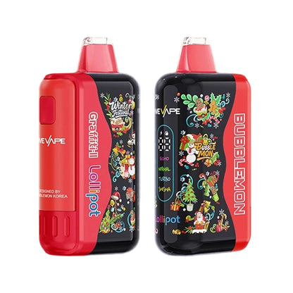 正品韩版巴布梦二代BUBBLE MON GRAFFITI-II 泡泡兽满天星炫彩壁纸LED灯效30000口可拆卸式电子烟套装/烟弹-多口味可选 红色