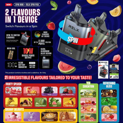 正品悦刻RELX Spin Mini Lux旋钮式双口味创意电子烟一杆两烟弹套餐-多口味可选